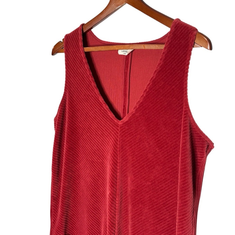 Marine Layer Leighton Mini Dress L Rust Orange-Red Lightweight Stretch Retro - Picture 3 of 9